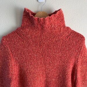 Loft orange knit turtleneck sweater | size medium